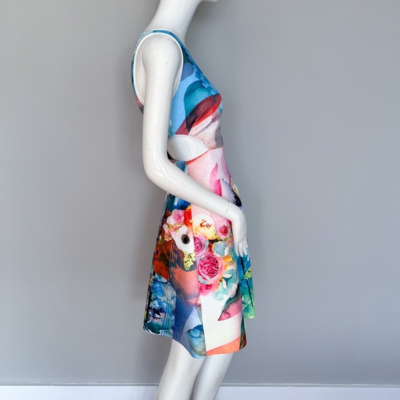 Clover Canyon Fit & Flare Summer Short Dress Scuba Neoprene Sleeveless Cutout S - Picture 7 of 17